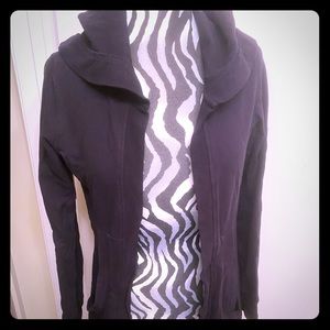 Long (ankle) length black fleece cardigan